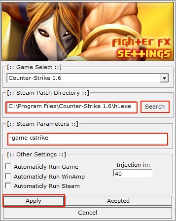 Настройки Fighter FX 7.2